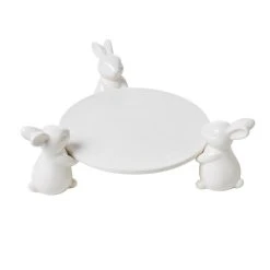 Emporium Ceramic 3 Bunny Plate White