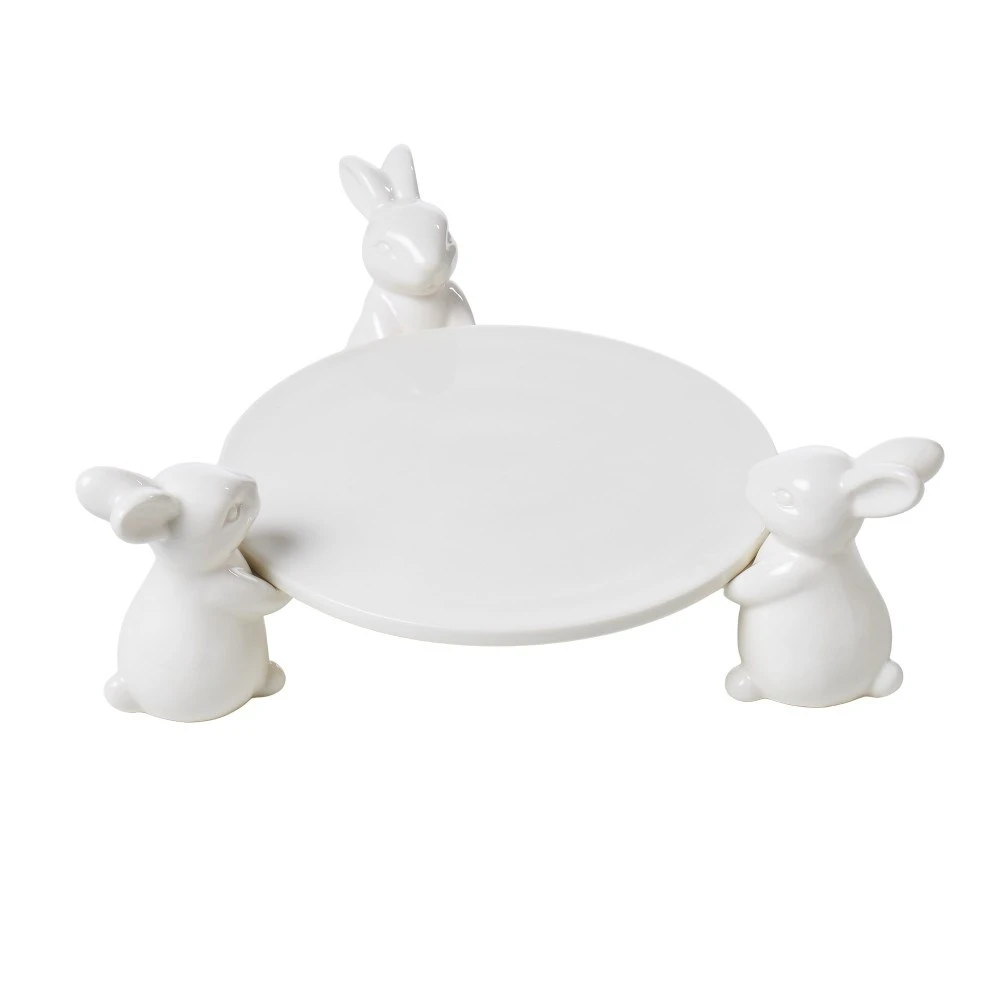 Emporium Ceramic 3 Bunny Plate White 3 Emporium Ceramic 3 Bunny Plate White