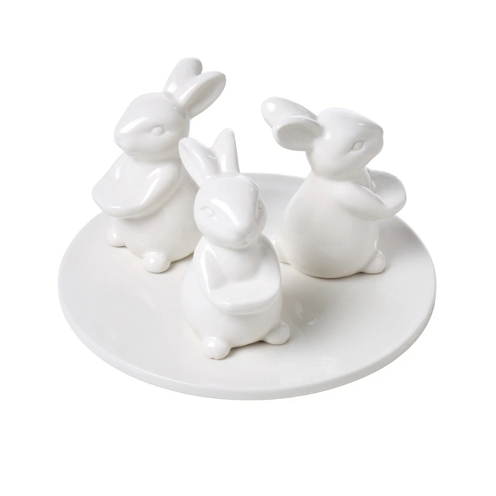 Emporium Ceramic 3 Bunny Plate White 4 Emporium Ceramic 3 Bunny Plate White - Image 2