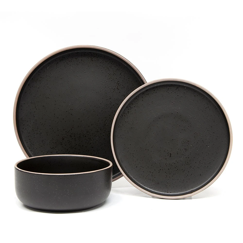 Salt & Pepper Hana 12 Piece Stoneware Dinner Set Black 3 Salt & Pepper Hana 12 Piece Stoneware Dinner Set Black