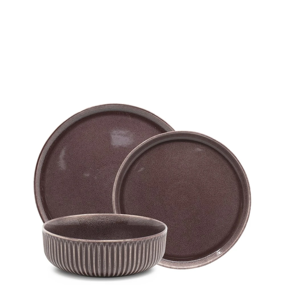 Salt & Pepper Amana 12 Piece Dinner Set Wine 3 Salt & Pepper Amana 12 Piece Dinner Set Wine