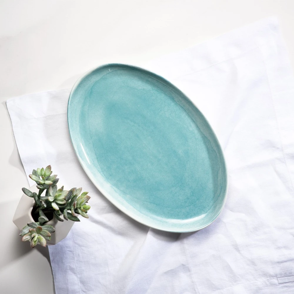 Ambrosia Bree Oval Platter 33cm Teal 4 Ambrosia Bree Oval Platter 33cm Teal - Image 2