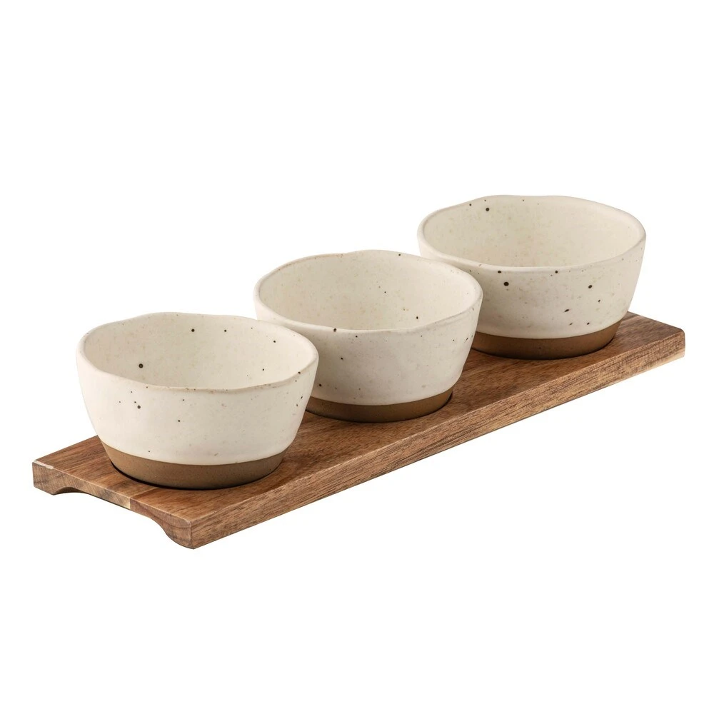 Ladelle Terra 4 Piece Bowl & Tray Set Ecru 3 Ladelle Terra 4 Piece Bowl & Tray Set Ecru