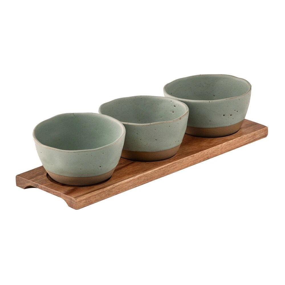 Ladelle Terra 4 Piece Bowl & Tray Set Sage 3 Ladelle Terra 4 Piece Bowl & Tray Set Sage