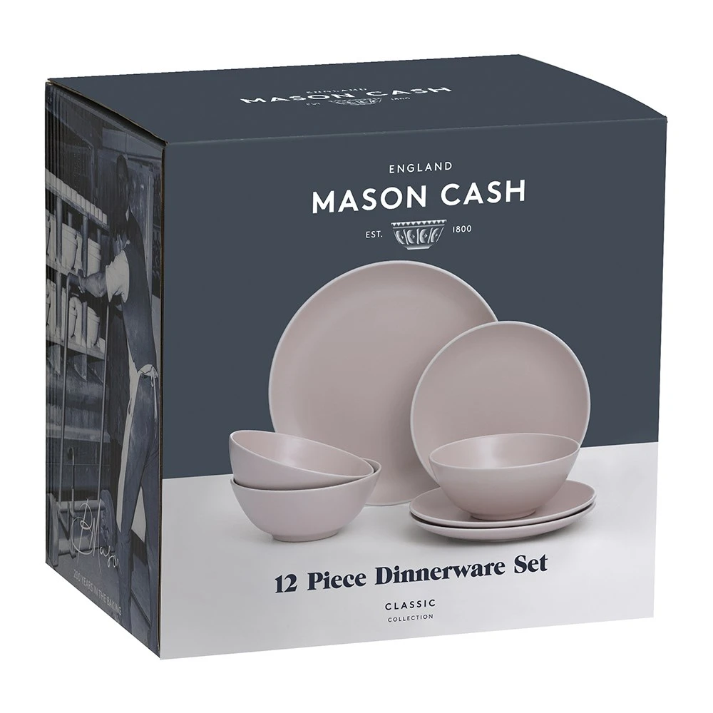 Mason Cash Classic Collection Stoneware 12 Piece Dinner Set Pink 4 Mason Cash Classic Collection Stoneware 12 Piece Dinner Set Pink - Image 2