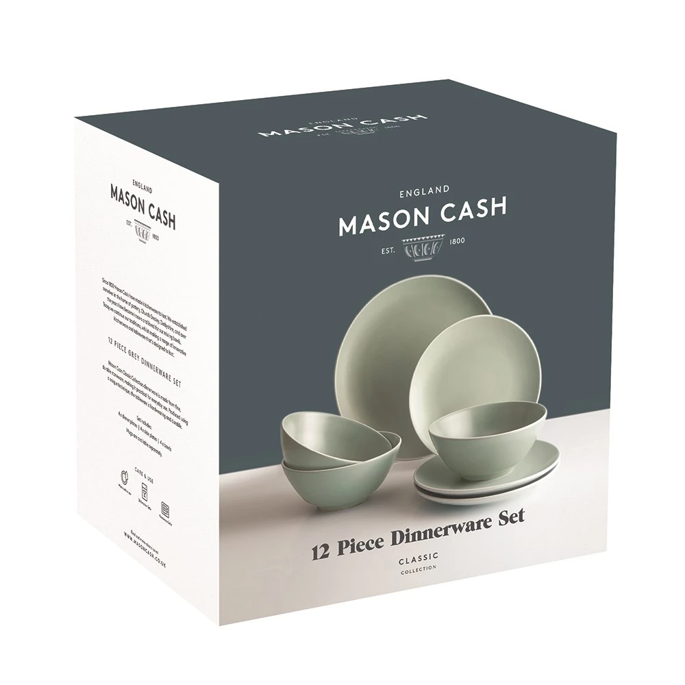 Mason Cash Classic Collection Stoneware 12 Piece Dinner Set Green 4 Mason Cash Classic Collection Stoneware 12 Piece Dinner Set Green - Image 2